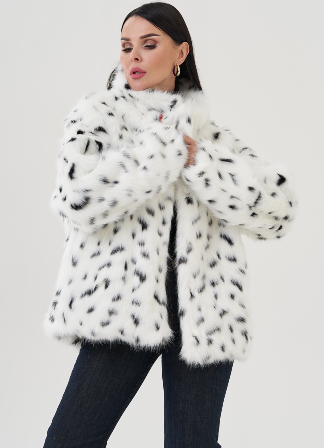 Куртка из эко меха с анималистичным принтом модель № 28458 универмаг малина
