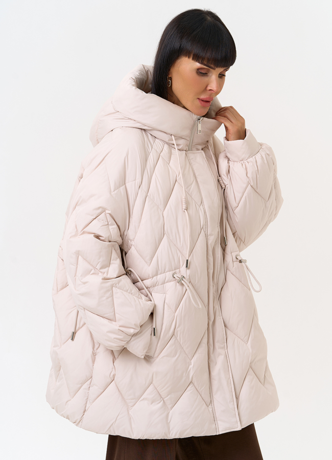 Женский светлый пуховик с капюшоном модель № 31520 в кредит