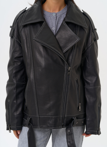 Куртка из натуральной кожи с капюшоном