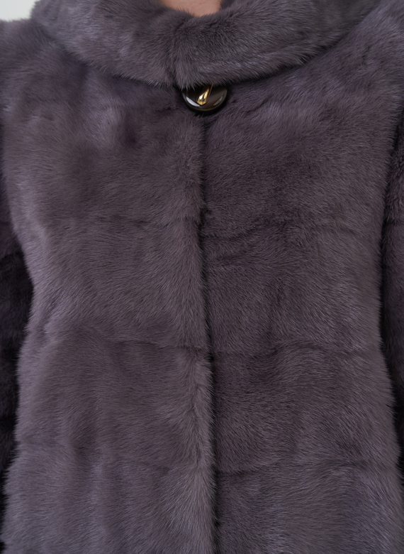 Шуба из норки с капюшоном 