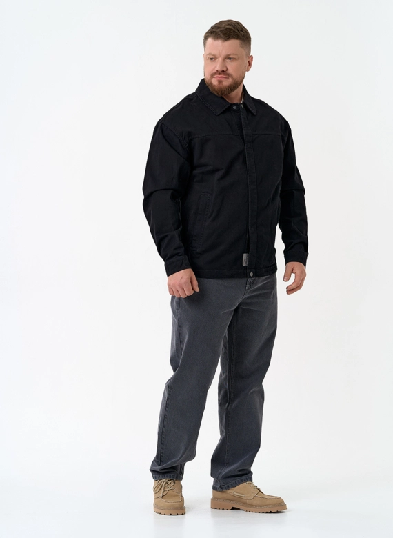 Мужская джинсовая куртка черного цвета фото