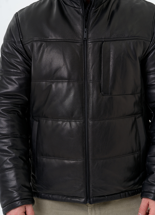 Куртка из натуральной кожи черного цвета модель № 29323 универмаг малина