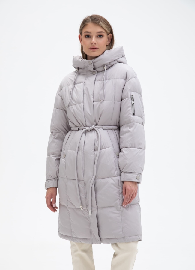 Женский пуховик с капюшоном  модель № 29109 меха малина