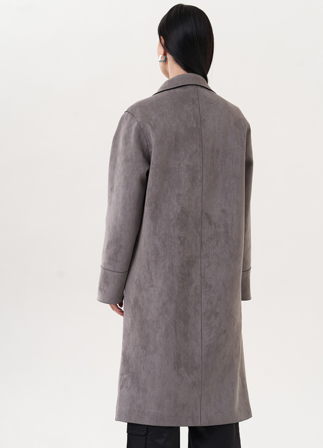 Пальто из эко замши модель № 26867 универмаг малина