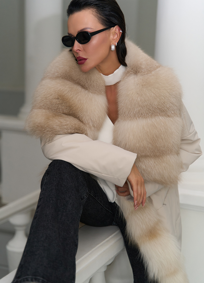 Женское зимнее полупальто с кожаным поясом модель № 31407 в кредит