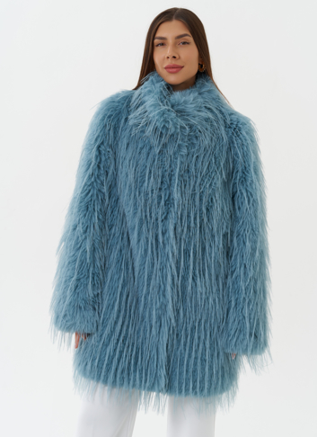 Женская шуба под эко страуса