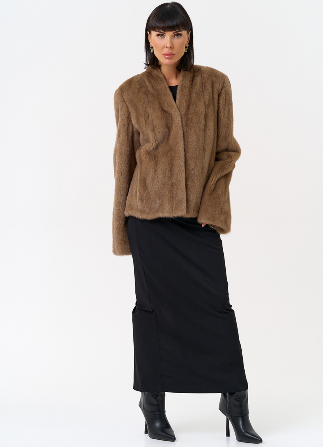 Укороченная шуба из меха норки  модель № 31600 универмаг малина