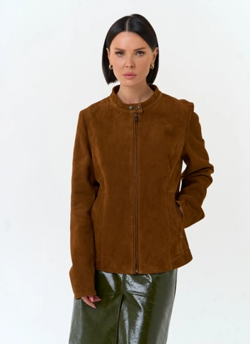 Женская куртка мото из натуральной замши