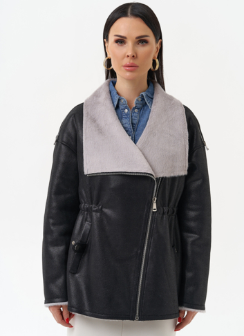 Женская дубленка из эко замши 