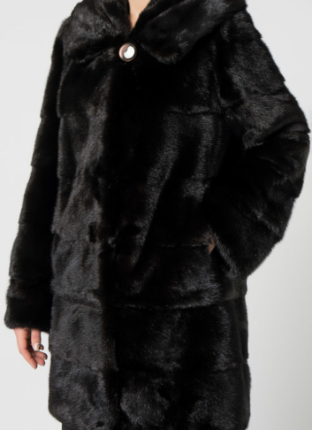Норковая шуба с капюшоном