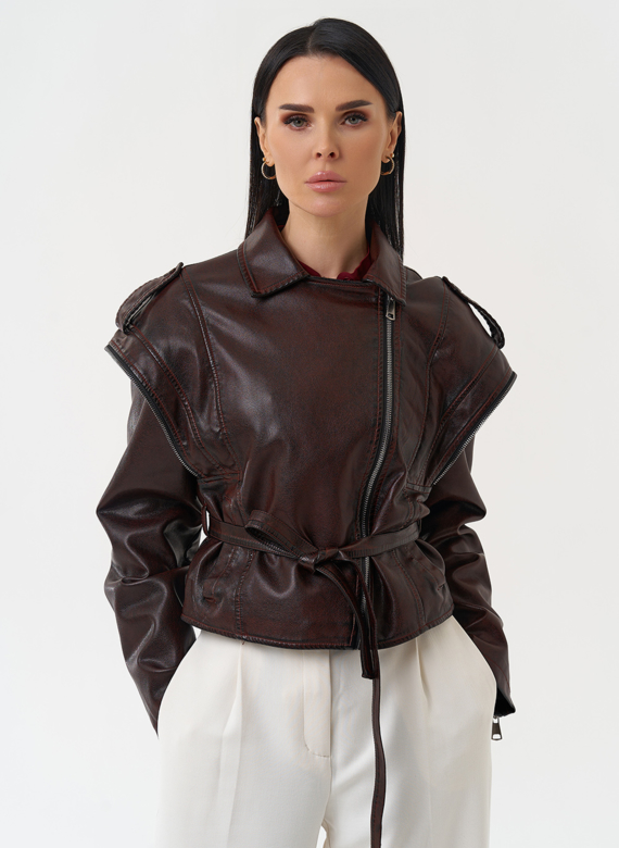 Куртка женская из эко кожи в стиле ретро