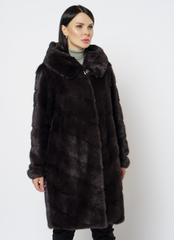 Норковая шуба с капюшоном