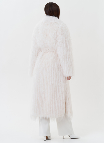 Длинная шуба из эко страуса