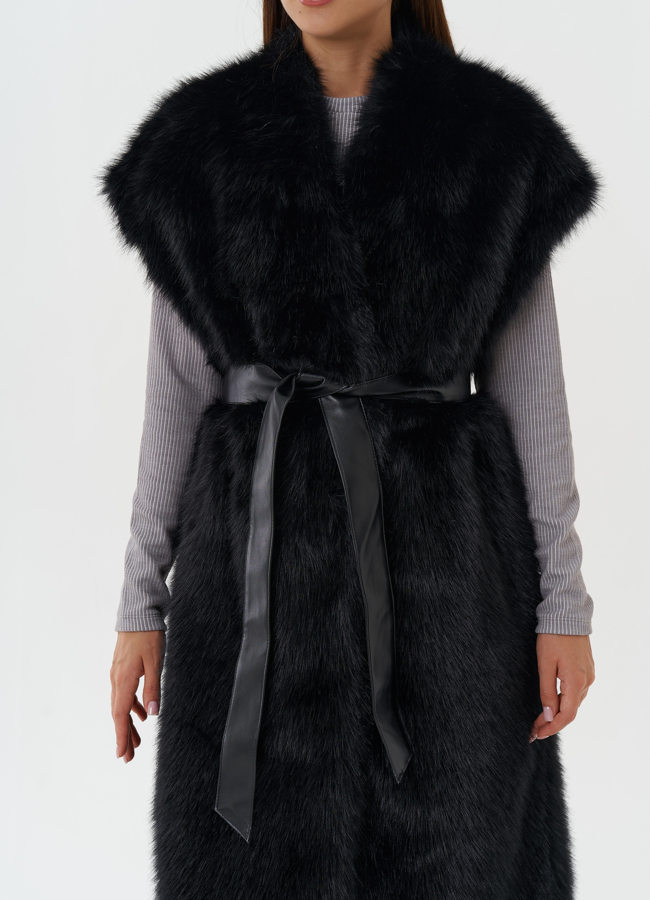 Длинный жилет из эко меха модель № 27750 в рассрочку