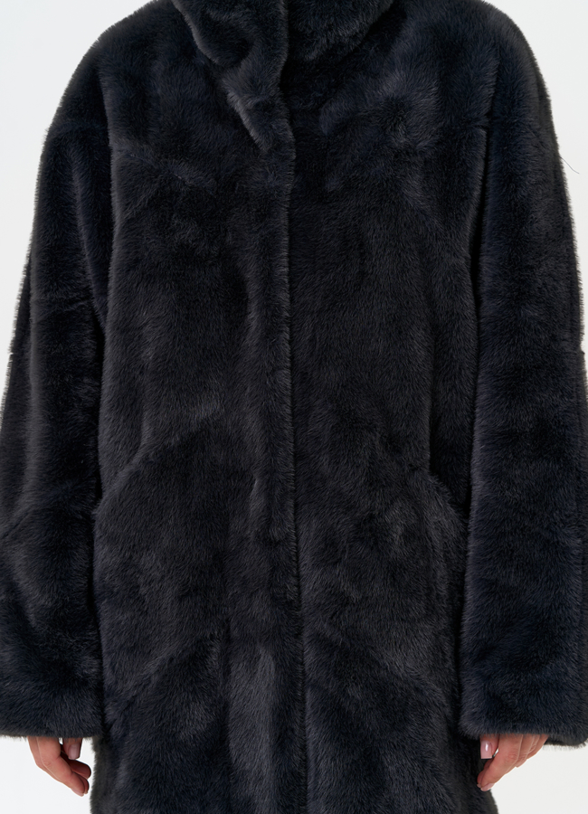 Женская шуба из эко меха с воротником стойкой модель № 31275 универмаг малина