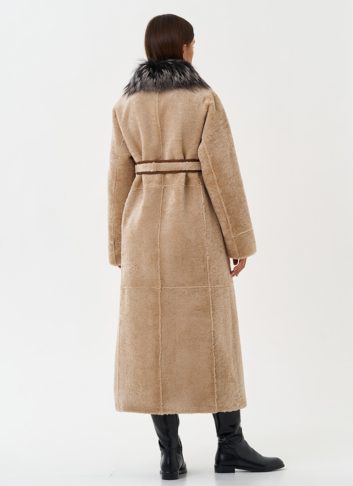 Двухсторонняя дубленка из эко кожи с мехом енота