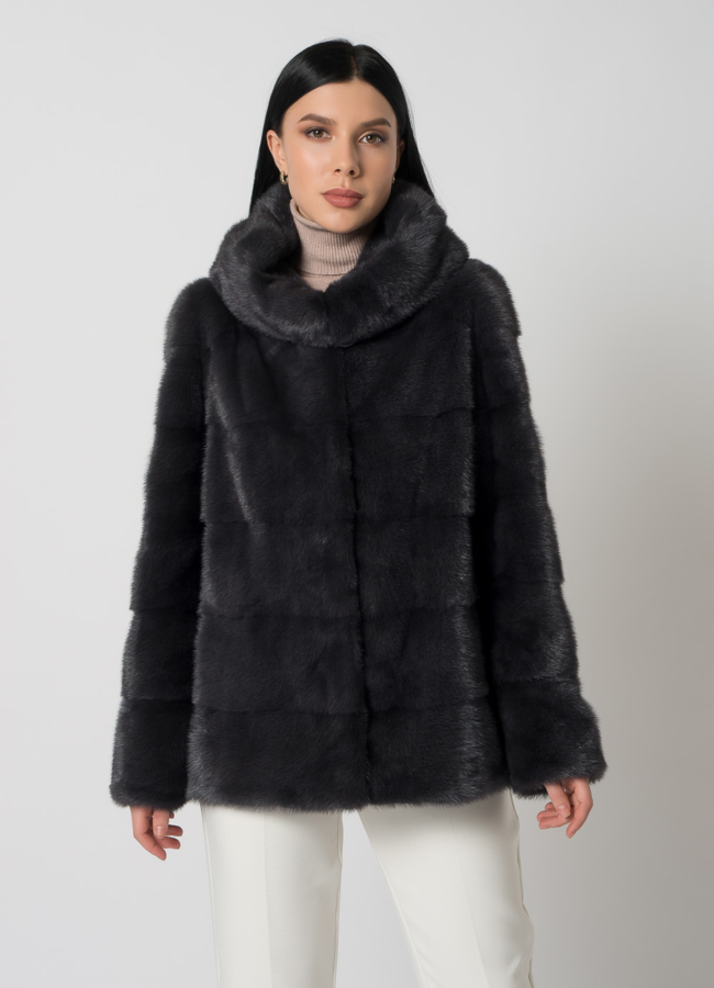 Куртка из меха норки с капюшоном модель № 25398 универмаг малина