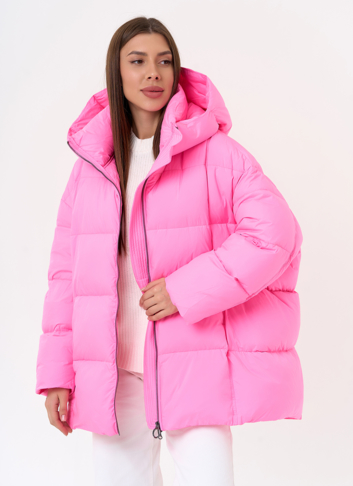 Женский яркий пуховик с капюшоном