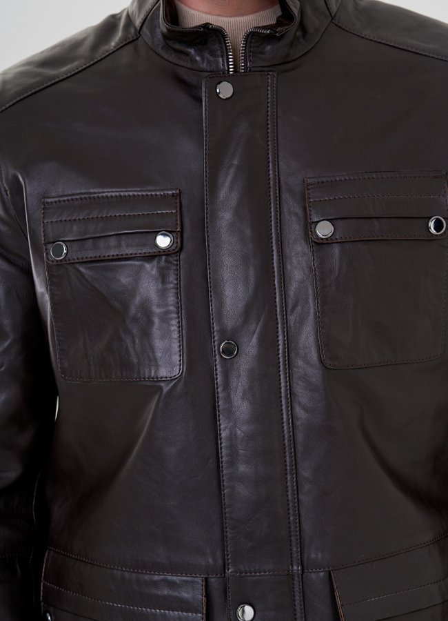 Мужская кожаная куртка  модель № 23412 универмаг малина