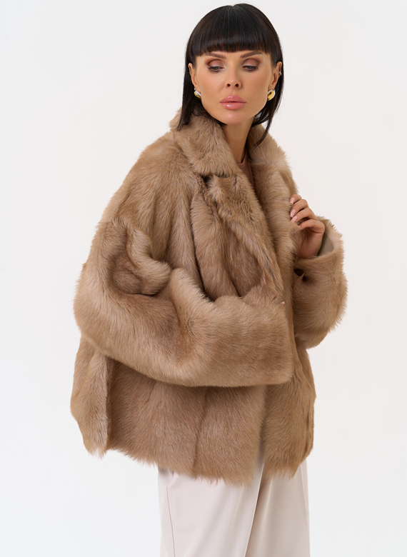 Женская натуральная дубленка с английским воротником