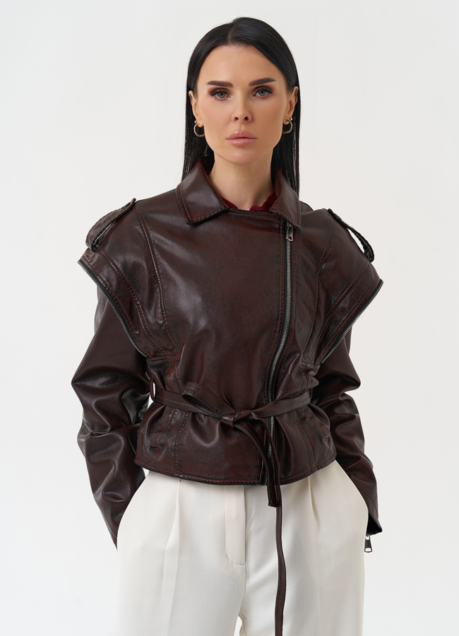 Куртка женская из эко кожи в стиле ретро модель № 30448 в рассрочку