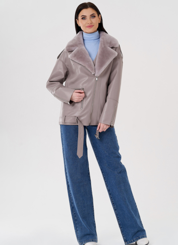 Куртка из эко кожи на утеплителе с натуральным мехом