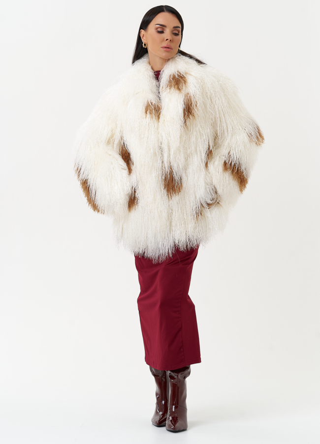 Женская шуба из меха ламы модель № 30634 универмаг малина