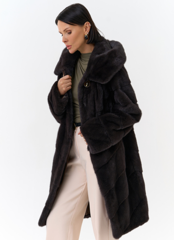 Норковая шуба с капюшоном