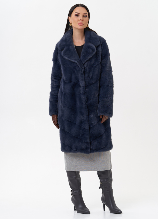 Норковая шуба с английским воротником  модель № 28930 в кредит