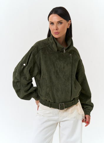 Женская куртка бомбер из эко замши 