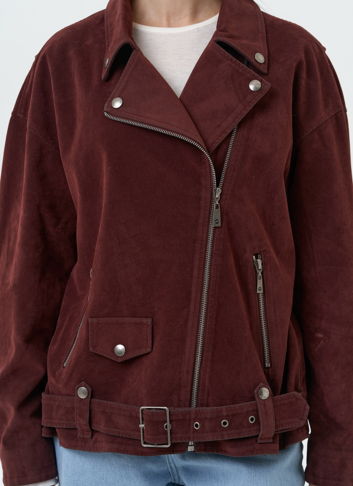 Куртка косуха из эко замши бордового цвета