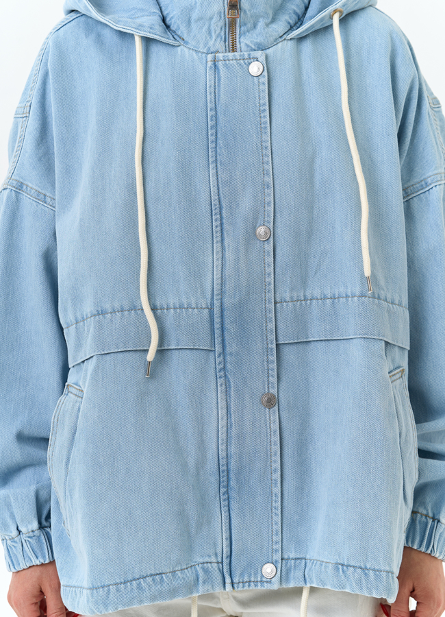 Женская джинсовая куртка с капюшоном модель № 33132 универмаг малина