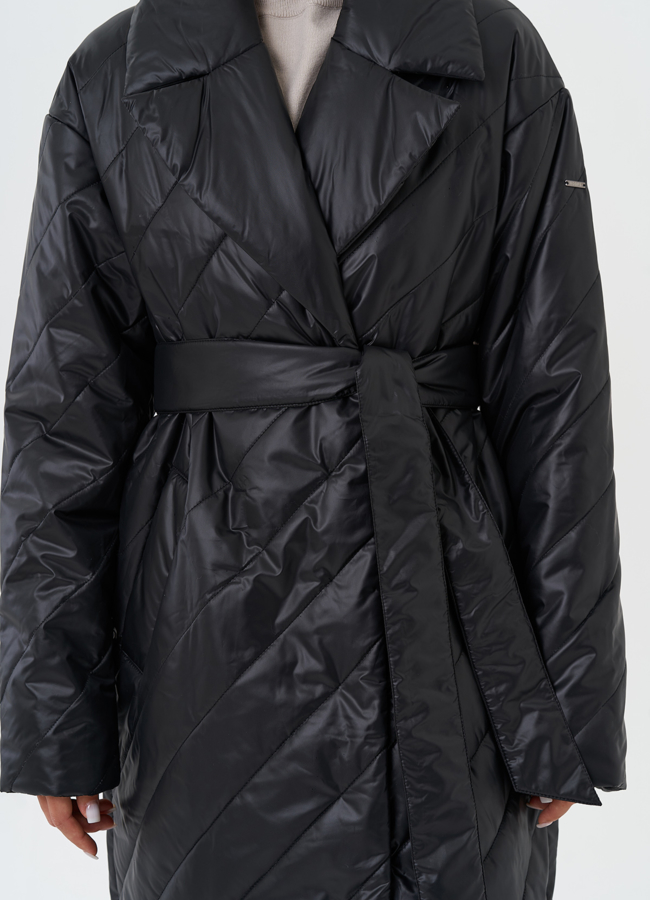 Стеганый пуховик с английским воротником модель № 28439 в рассрочку