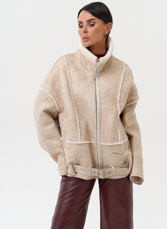 Женская дубленка из эко замши