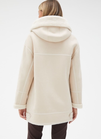 Женская удлиненная дубленка из эко кожи