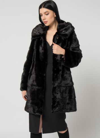 Норковая шуба с капюшоном