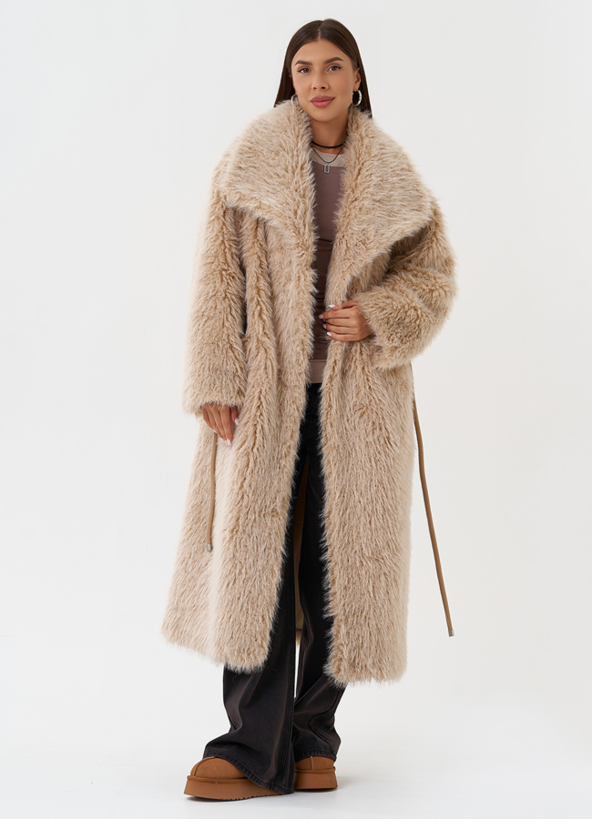 Длинная эко шуба под овчину модель № 28552 универмаг малина