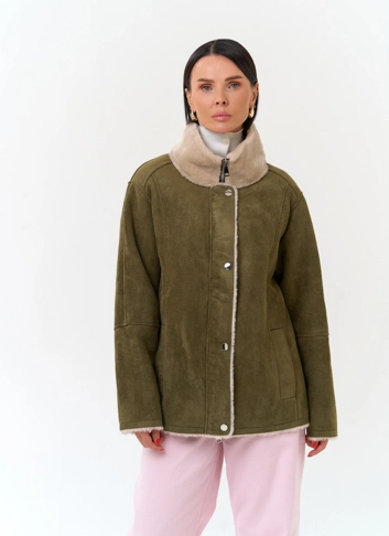 Женская дубленка из эко замши
