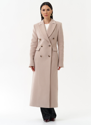 Длинное женское пальто с английским воротником