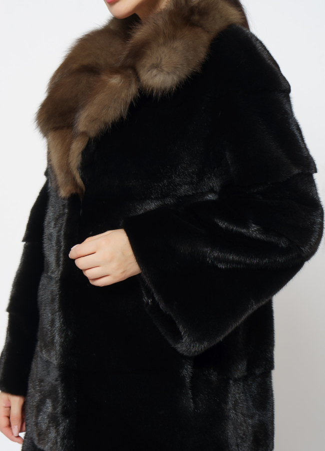 Шуба из норки с английским воротником модель № 23095 универмаг малина