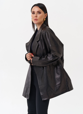 Жакет удлиненный из натуральной кожи