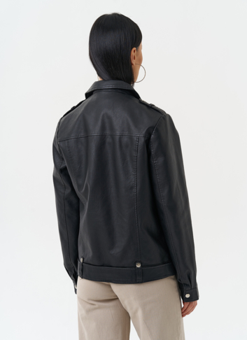 Куртка косуха из эко кожи черного цвета