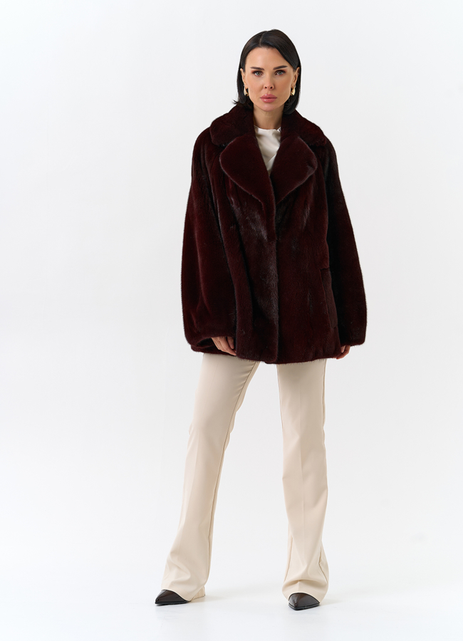 Женская шуба из скандинавской норки с английским воротником модель № 32047 в кредит