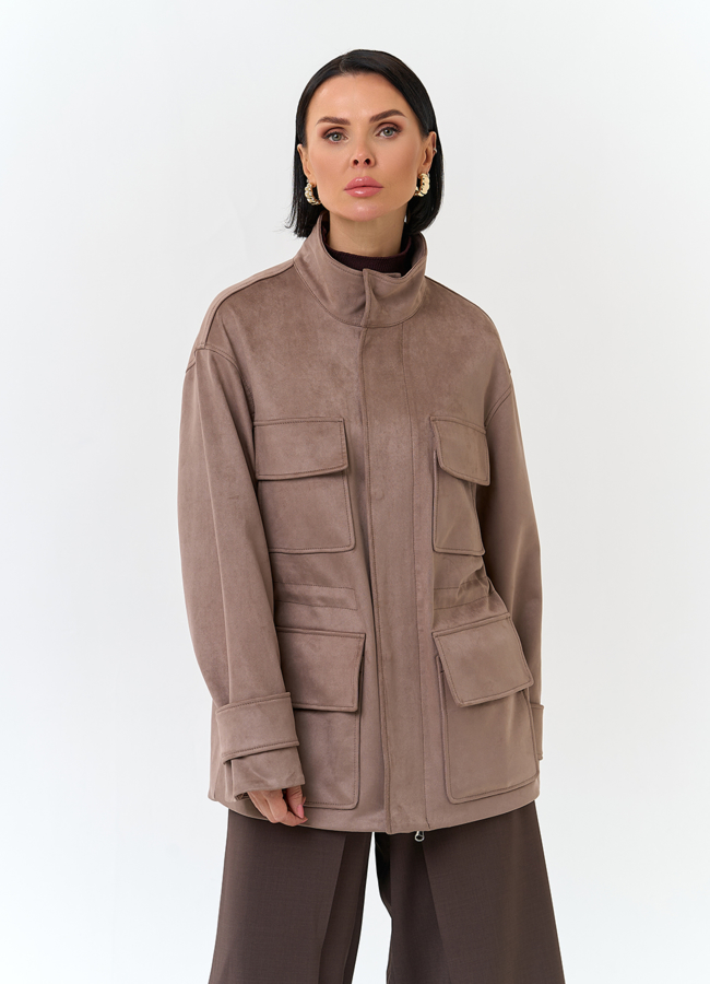 Женская куртка парка из эко замши  модель № 32734 универмаг малина