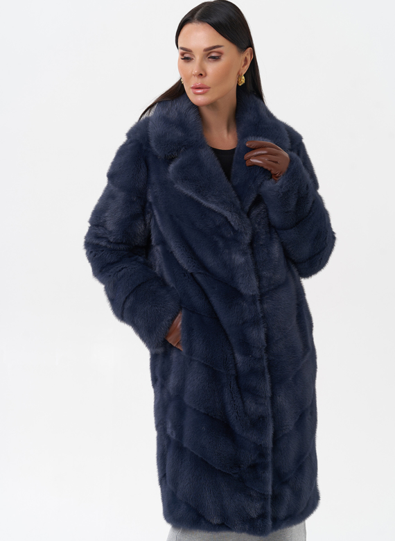 Норковая шуба с английским воротником 
