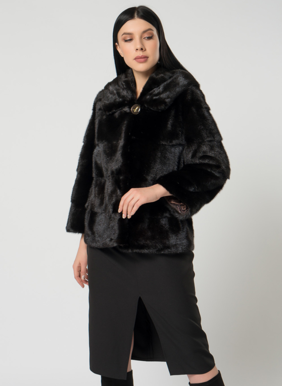 Норковая шуба с капюшоном