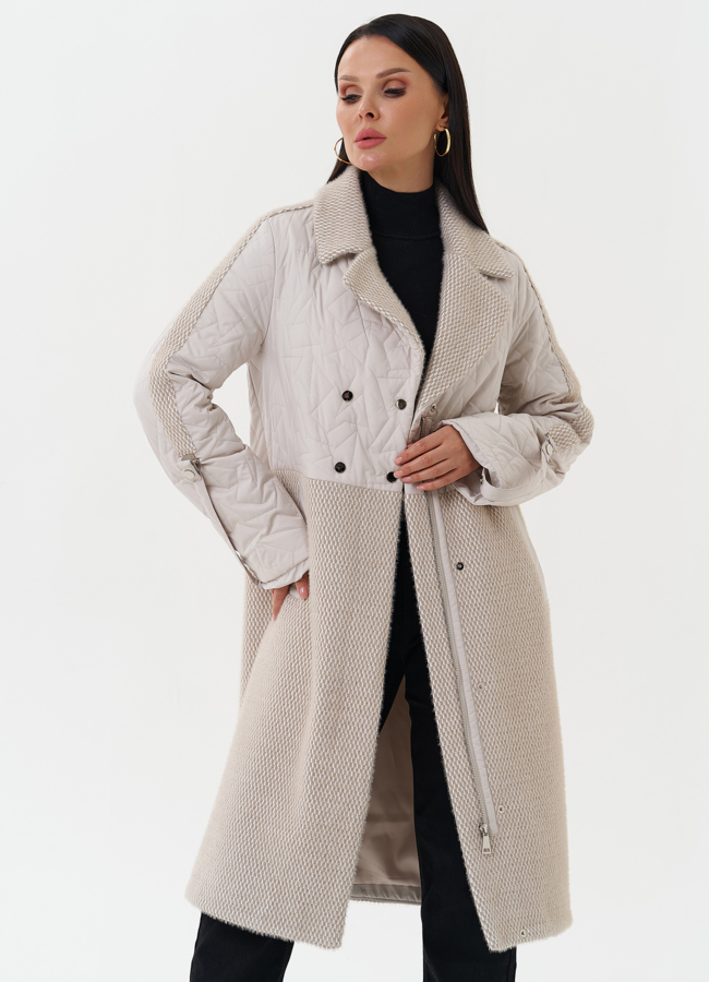 Женское утепленное пальто с поясом модель № 27154 универмаг малина