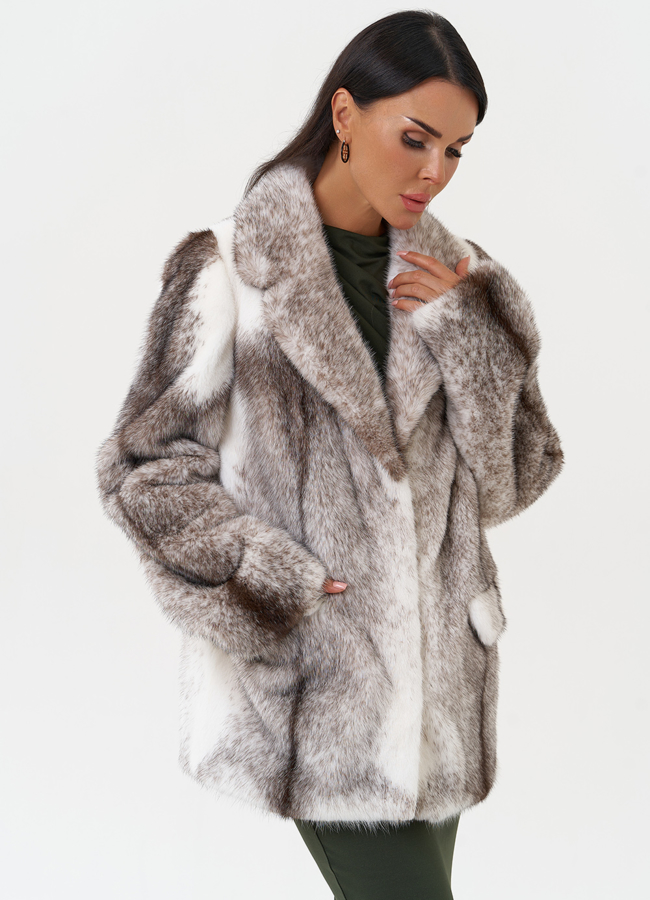 Жакет из норки крестовки cross модель № 31318 универмаг малина