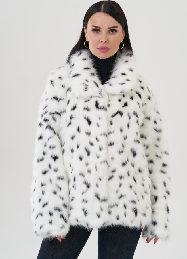 Куртка из эко меха с анималистичным принтом модель № 28458 в кредит