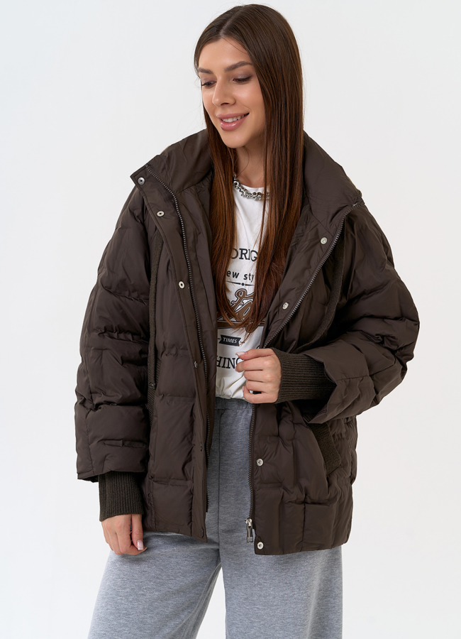 Женская куртка с трикотажным капюшоном модель № 31388 универмаг малина